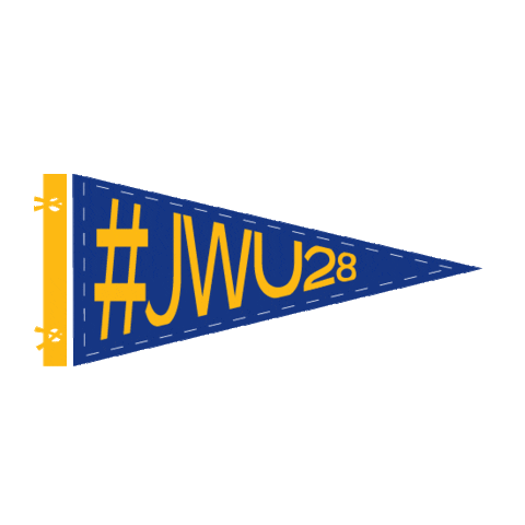 Waving JWU pennant flag