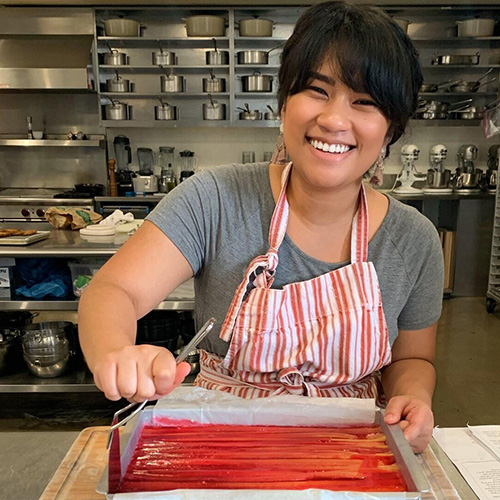 Kayla Hoang '19 in the kitchen while interning for Martha Stewart Living