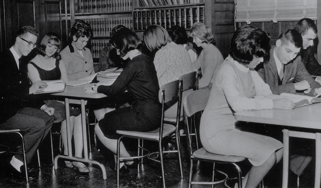 JWU students study in the library, 1963.
