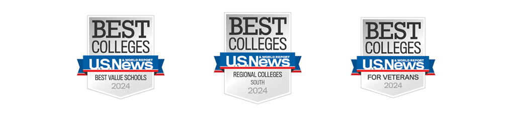 2024 JWU Charlotte Best Colleges badges