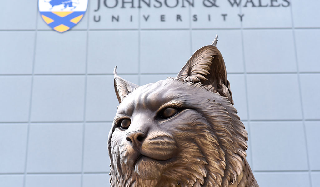 Closeup of the Wildcat sculpture.