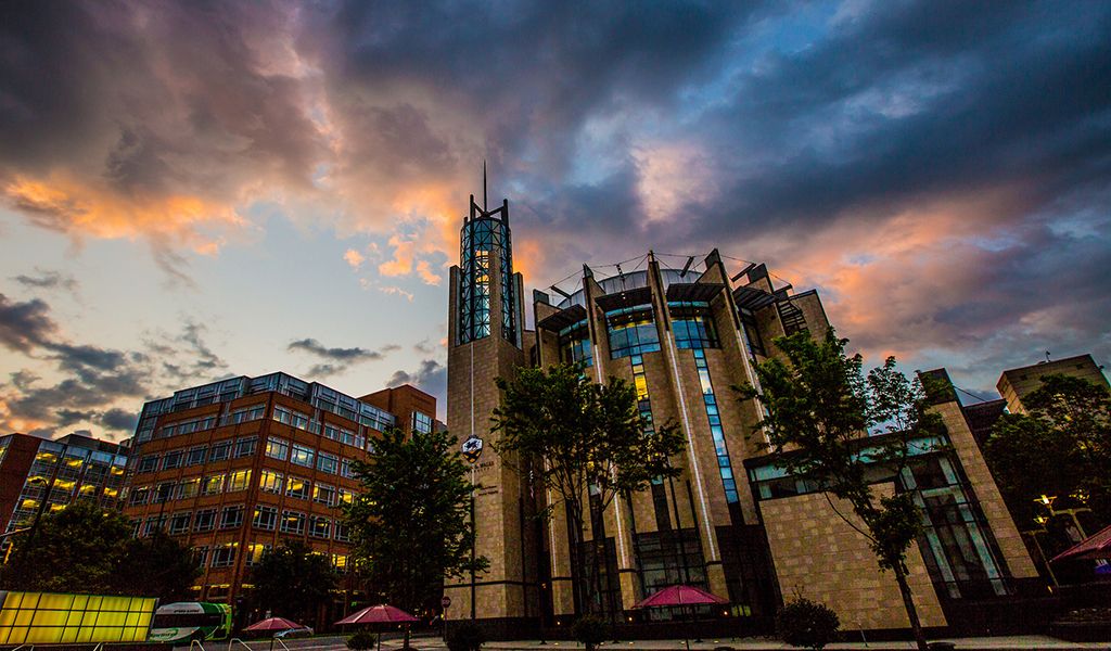 Charlotte's Academic Center at sunrise