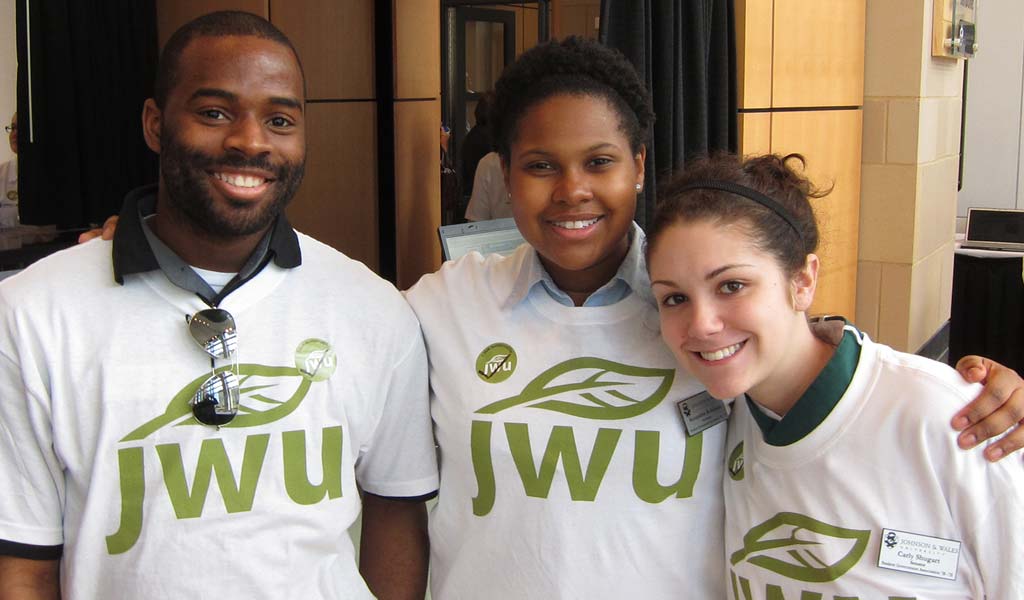 Students smiling at JWU Charlotte event