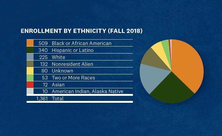 JWU North Miami Enrollment by Ethnicity