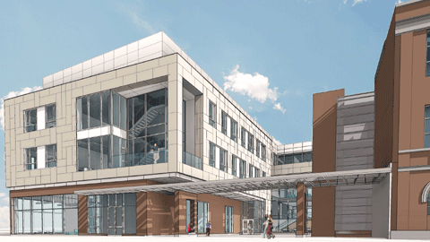 Architectural rendering of the Bowen Center for Science &amp; Innovation
