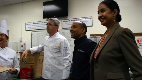 JWU North Miami Culinary Dean Bruce Ozga, campus President Larry Rice and Executive Assistant Amanda Edun.