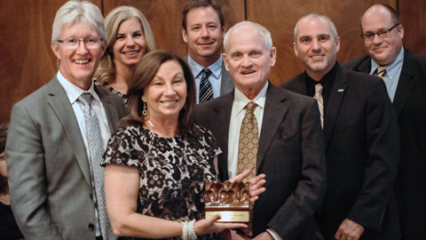 JWU Denver Campus President Robin Krakowsky receiving the 2015 Community Preservation Award.
