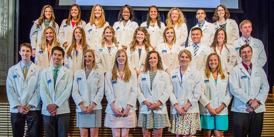 24 Class of 2017 Physician Assistant students received their white coats during a ceremony on Johnson & Wales' Providence Campus.