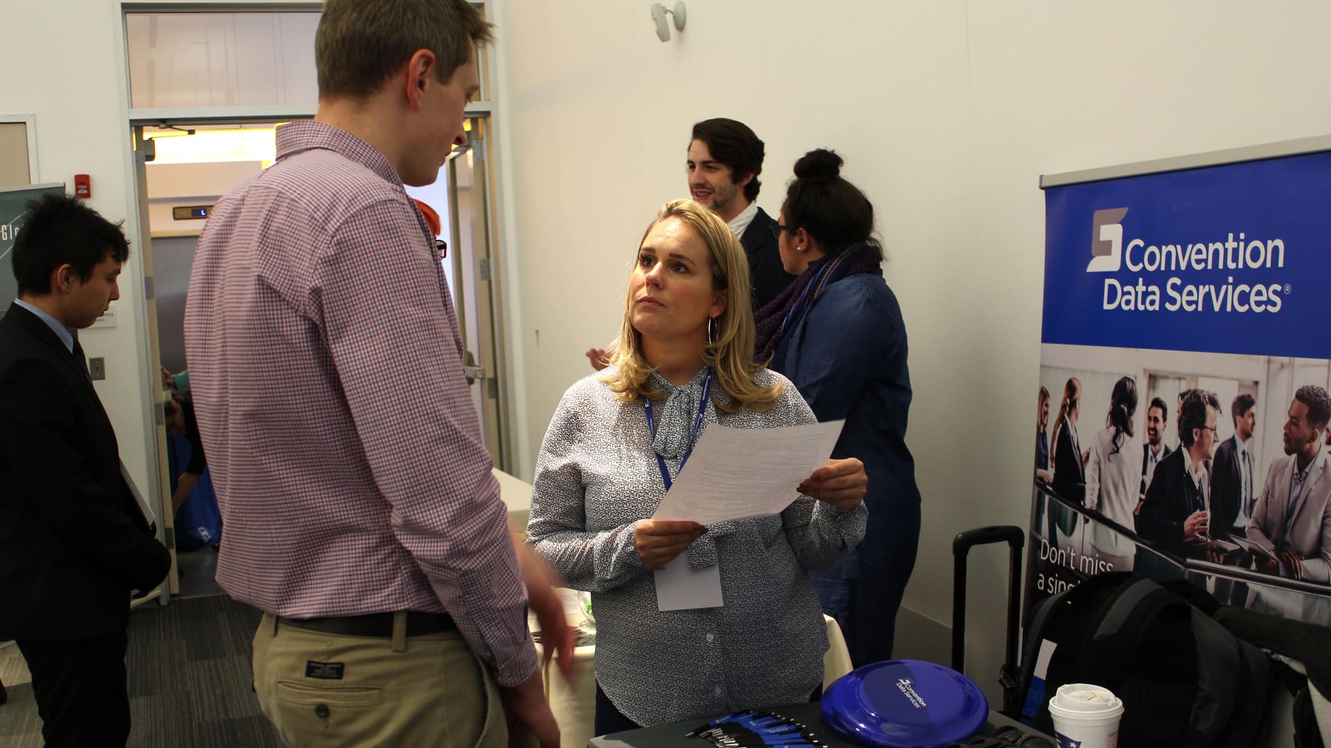Students talk with employers at Technology Career Fair.