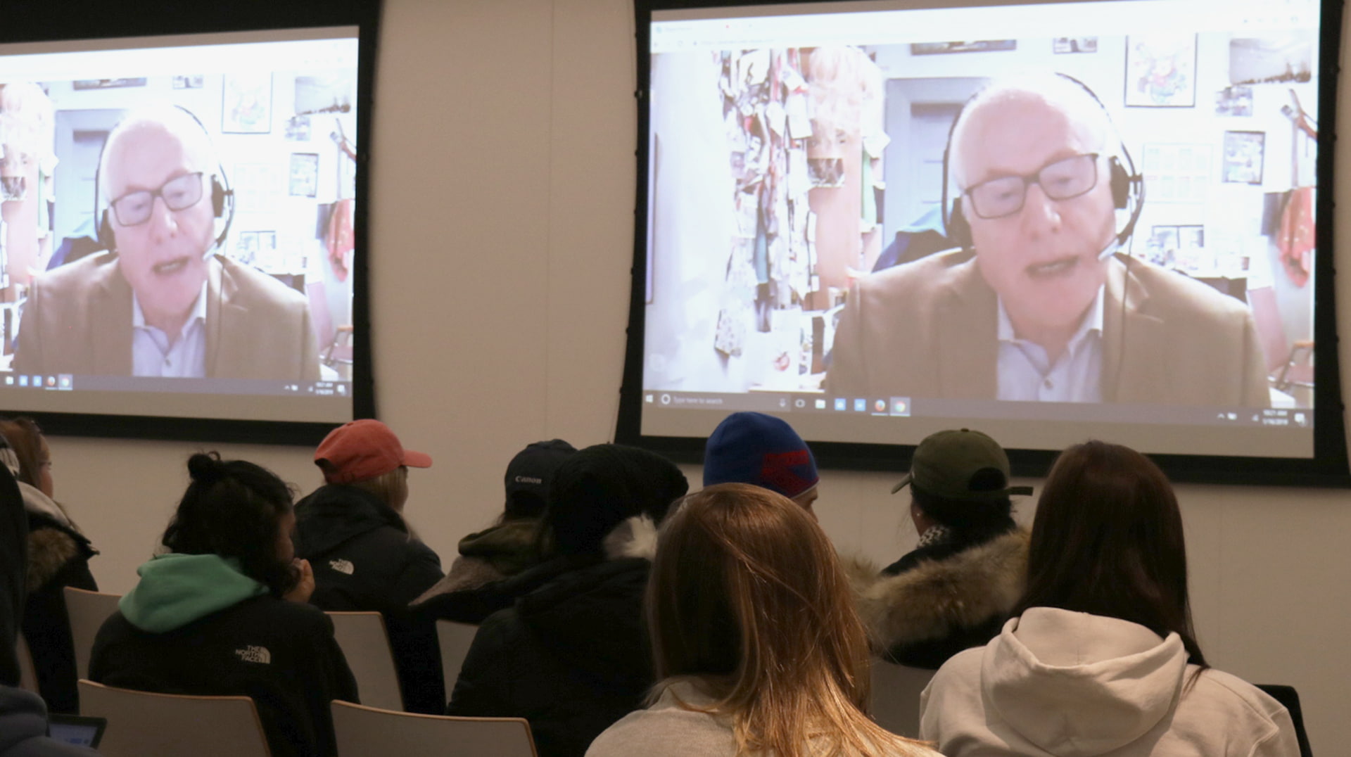 Alex Neve of Amnesty International Canada Skyped in from Ottawa to talk with JWU Political Science students about global human rights, refugees and the current political landscape.