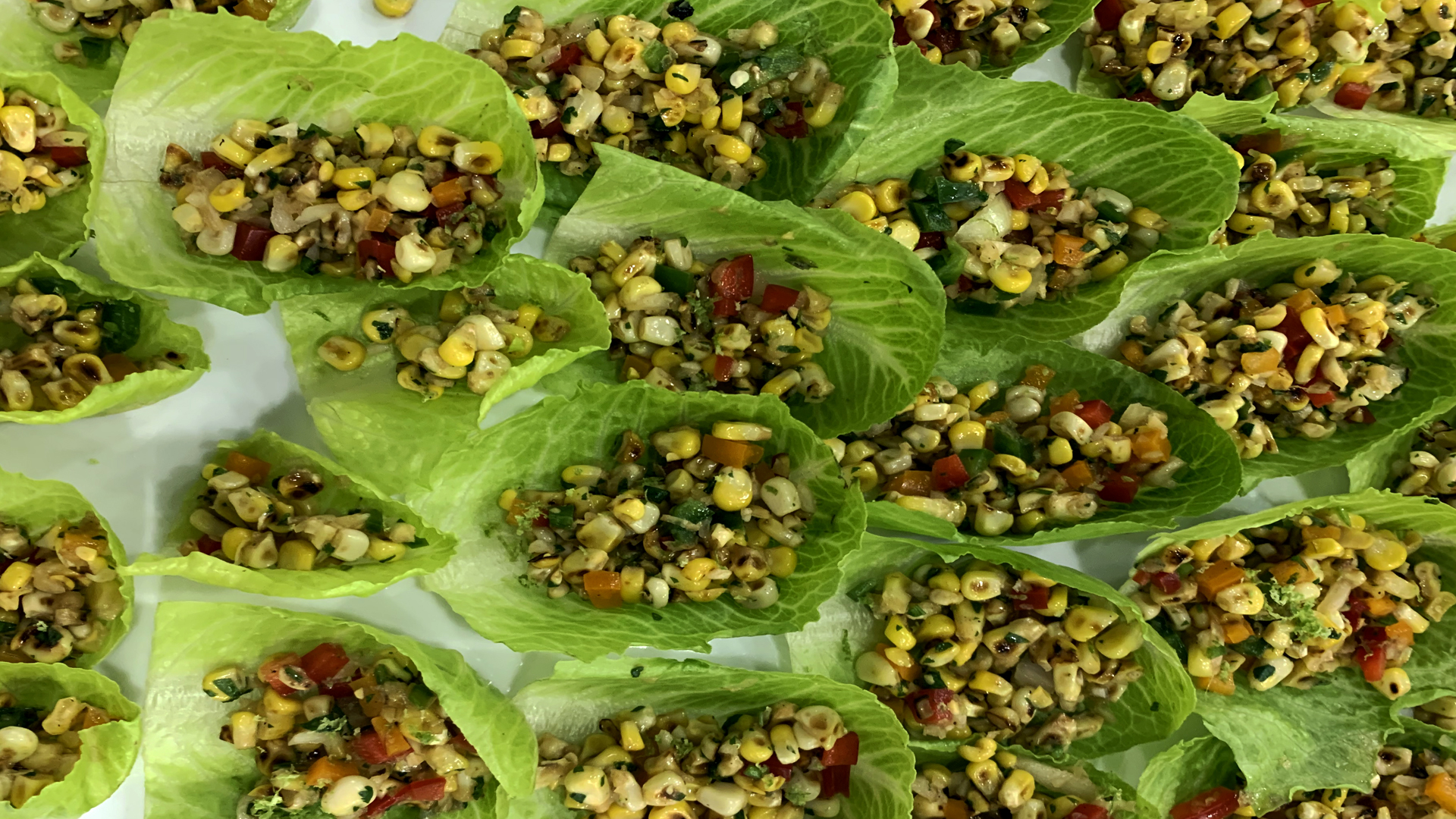 Corn and lettuce cups at the Produce Show
