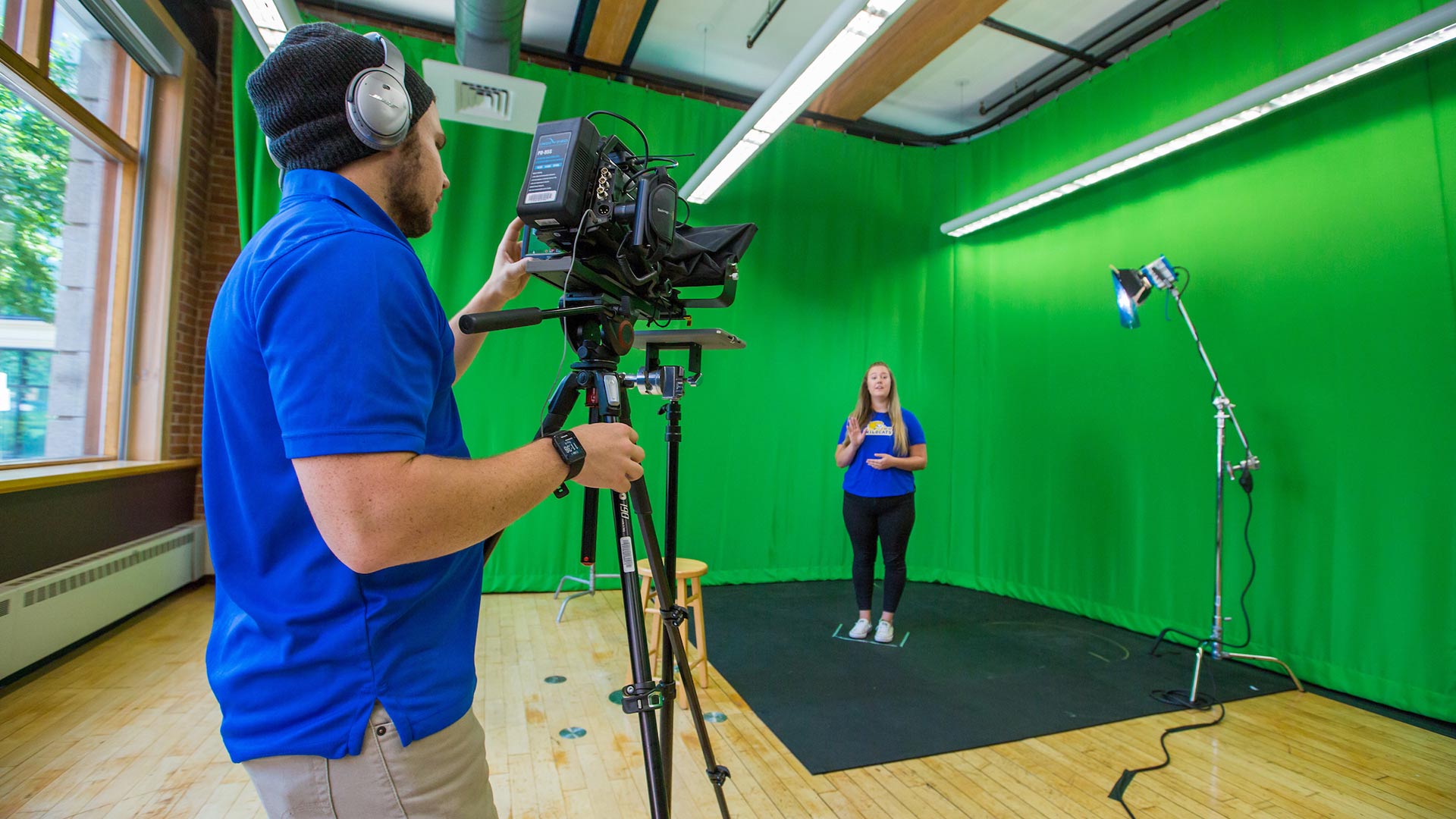 JWU students at work in the media production studio on campus.