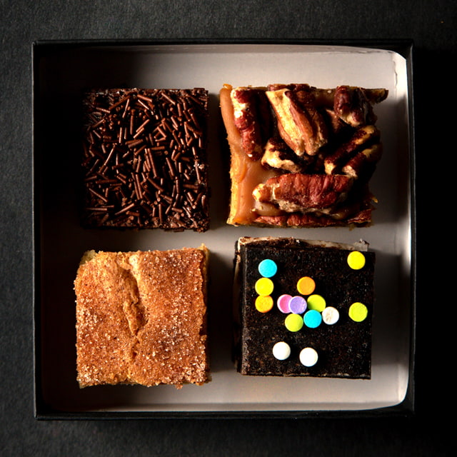 A sample box of blondies from Blondery.