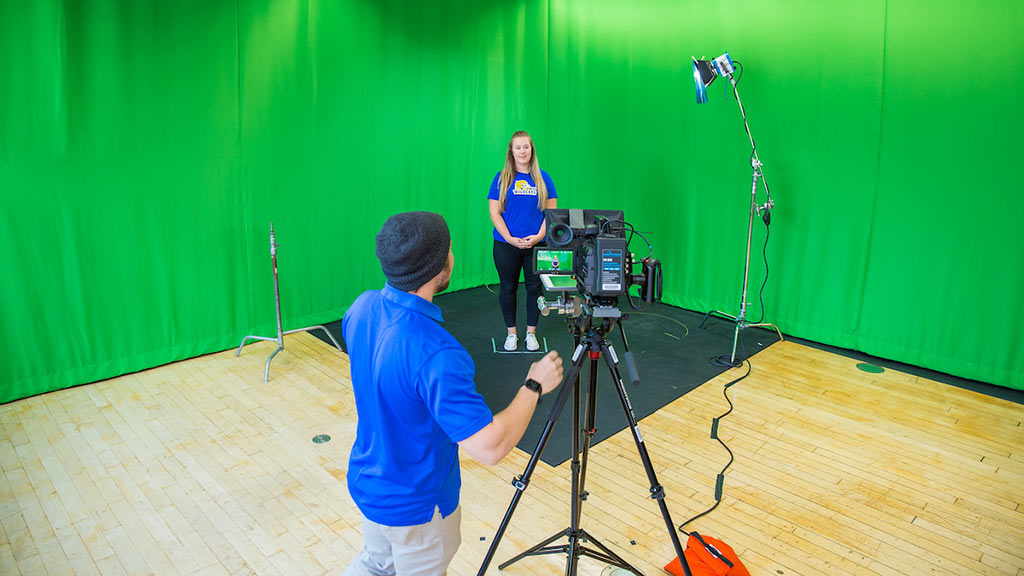 Students using the Center for Media Production