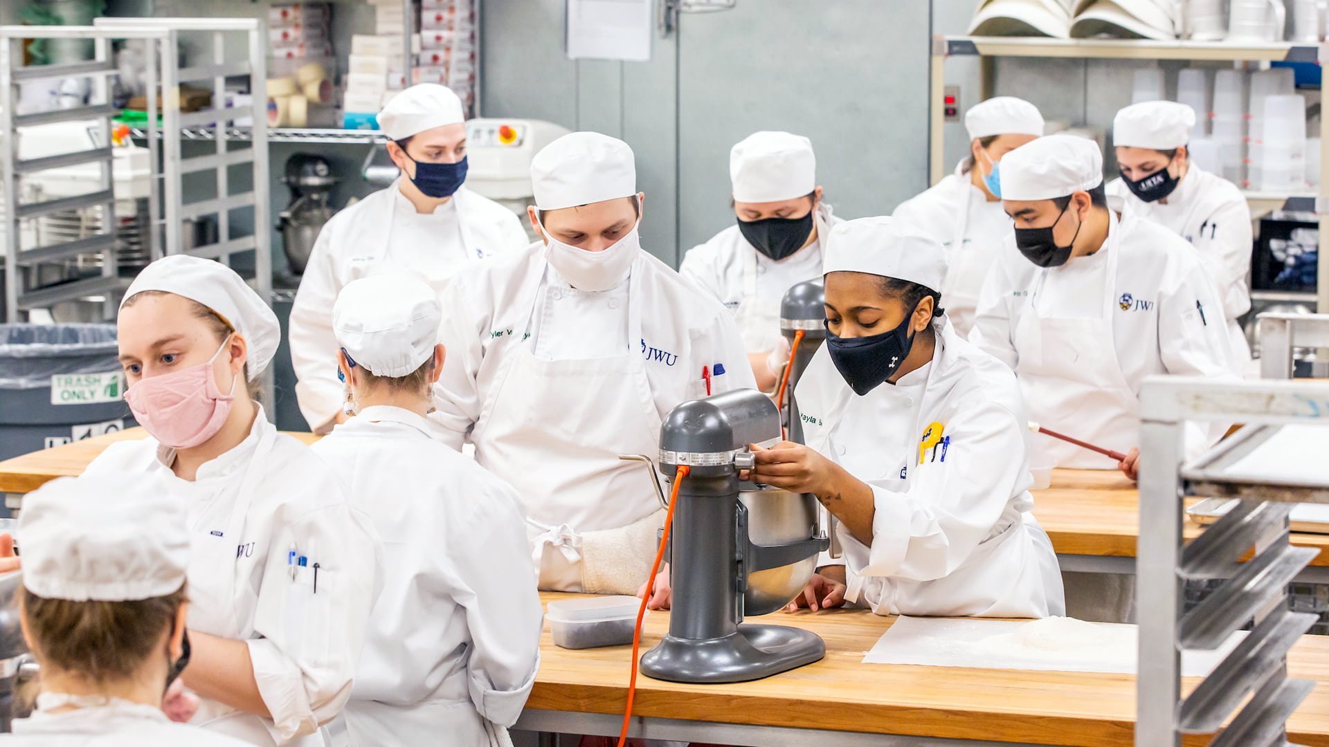 Pastry class in action as the Spring 2021 semester gets uderway.