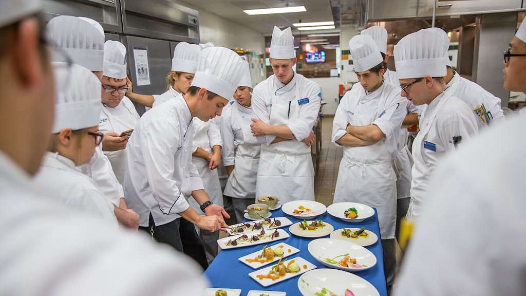 culinary arts instructor teaching students
