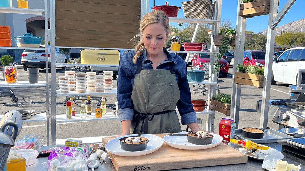 Emily Sullivan '19 cooking on the set of Supermarket Stakeout.