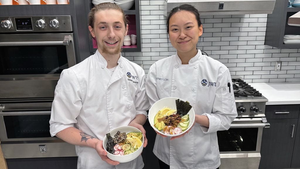 Donald Gagnon and Britney Loh in the FIDL test kitchen.