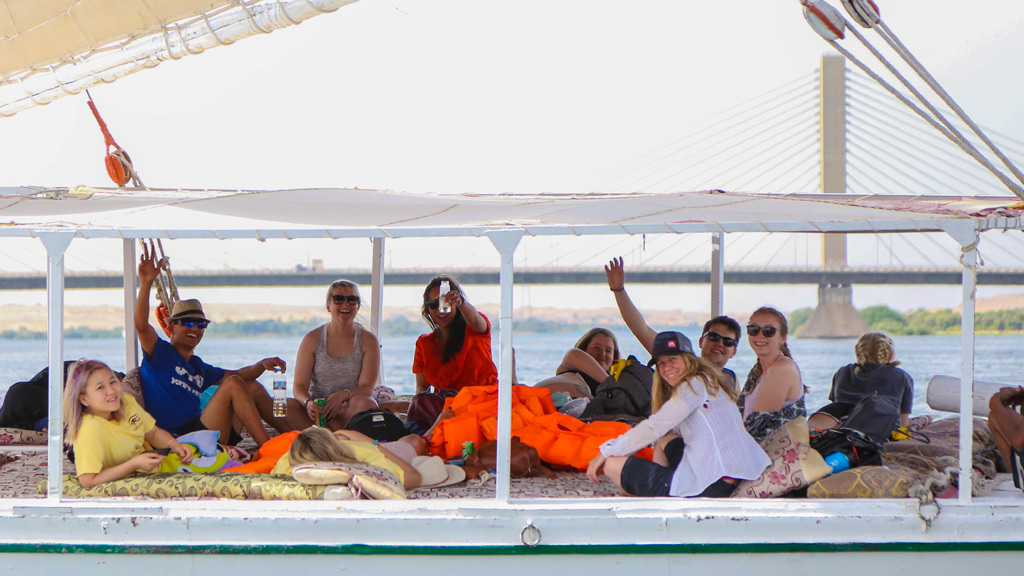 Students on a boat ride in Egypt