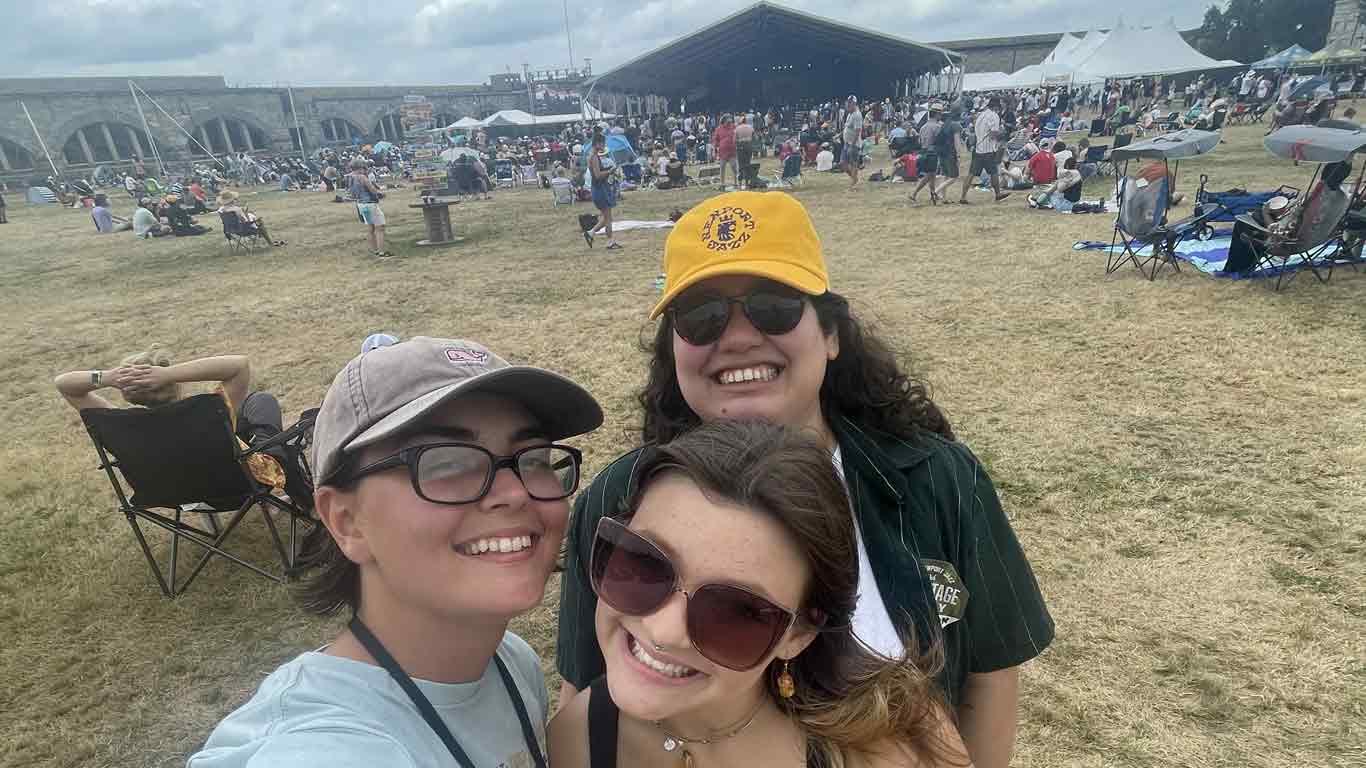 miranda, left, with friends at the Newport Jazz Festival