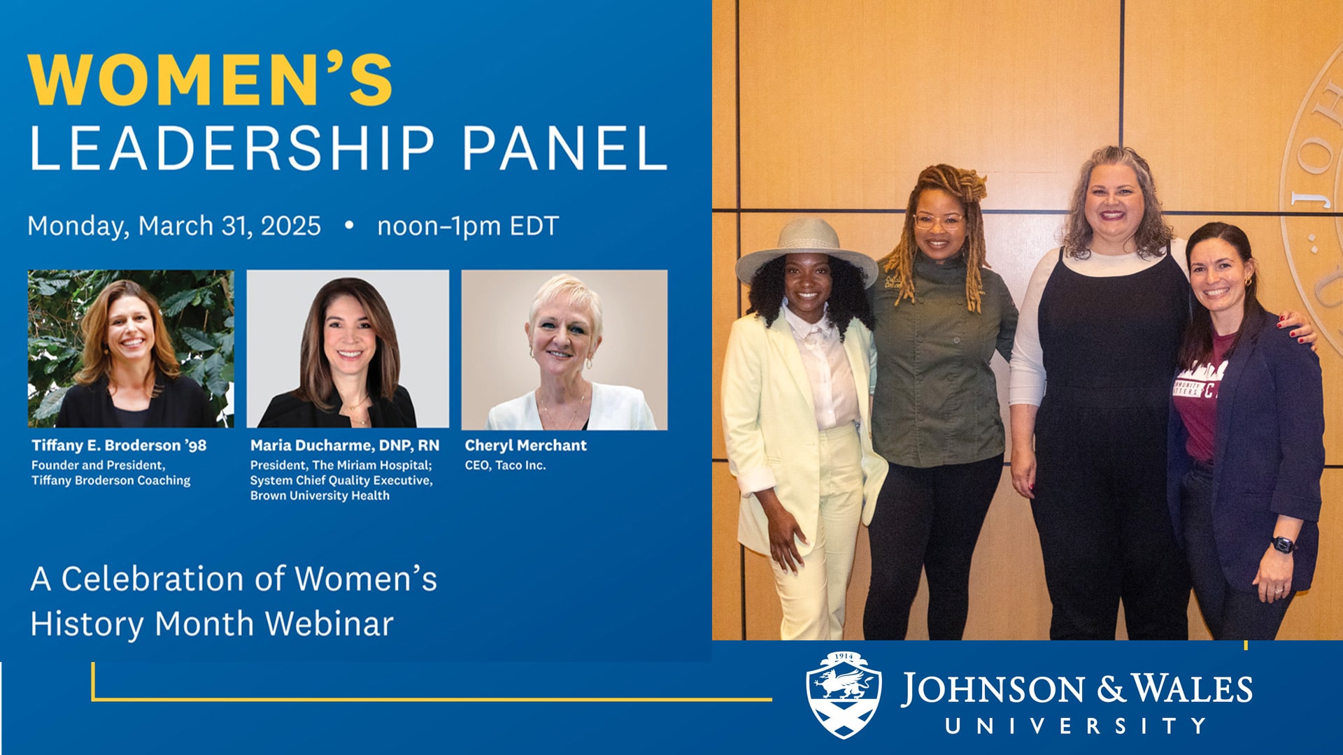 photo collage advertising women's panels at JWU Providence and JWU Charlotte