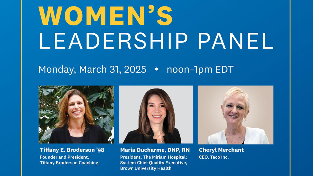 ad for a women in leadership panel at JWU Providence