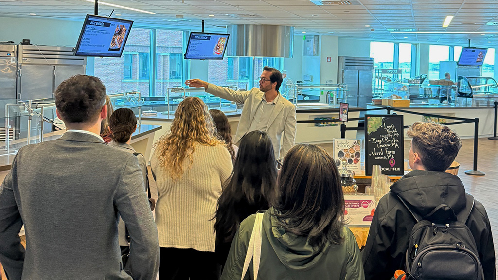 Students taking a tour with FLIK Hospitality Group