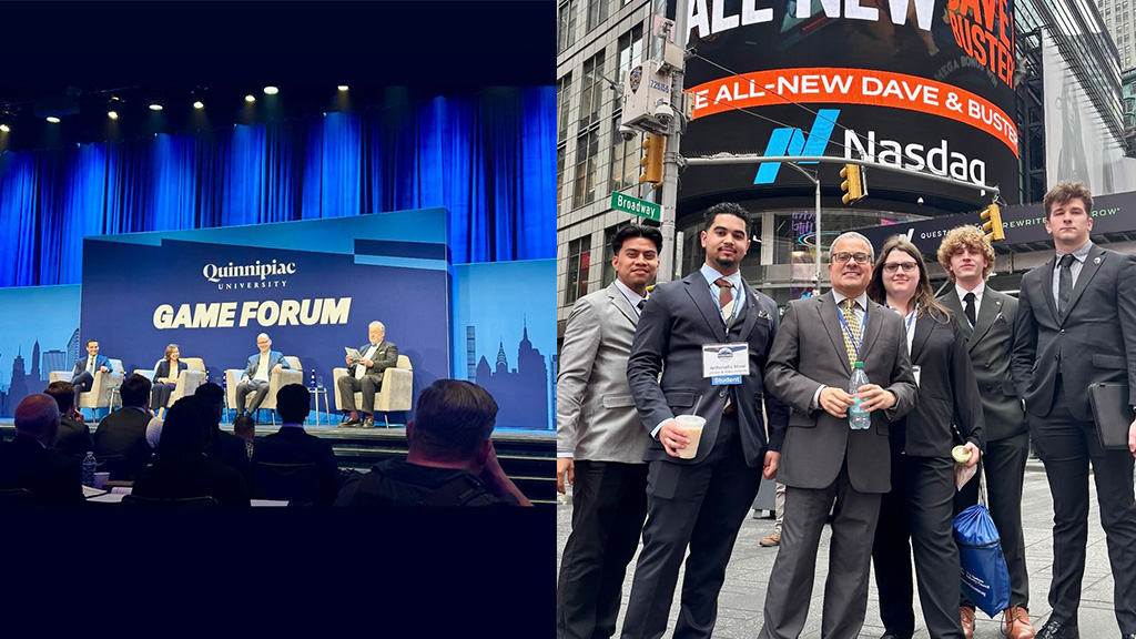 The GAME Forum in NYC and students in front of the NASDAQ sign