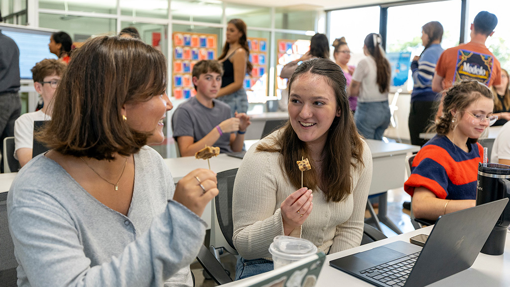Students trying products from Heritage Bread Company