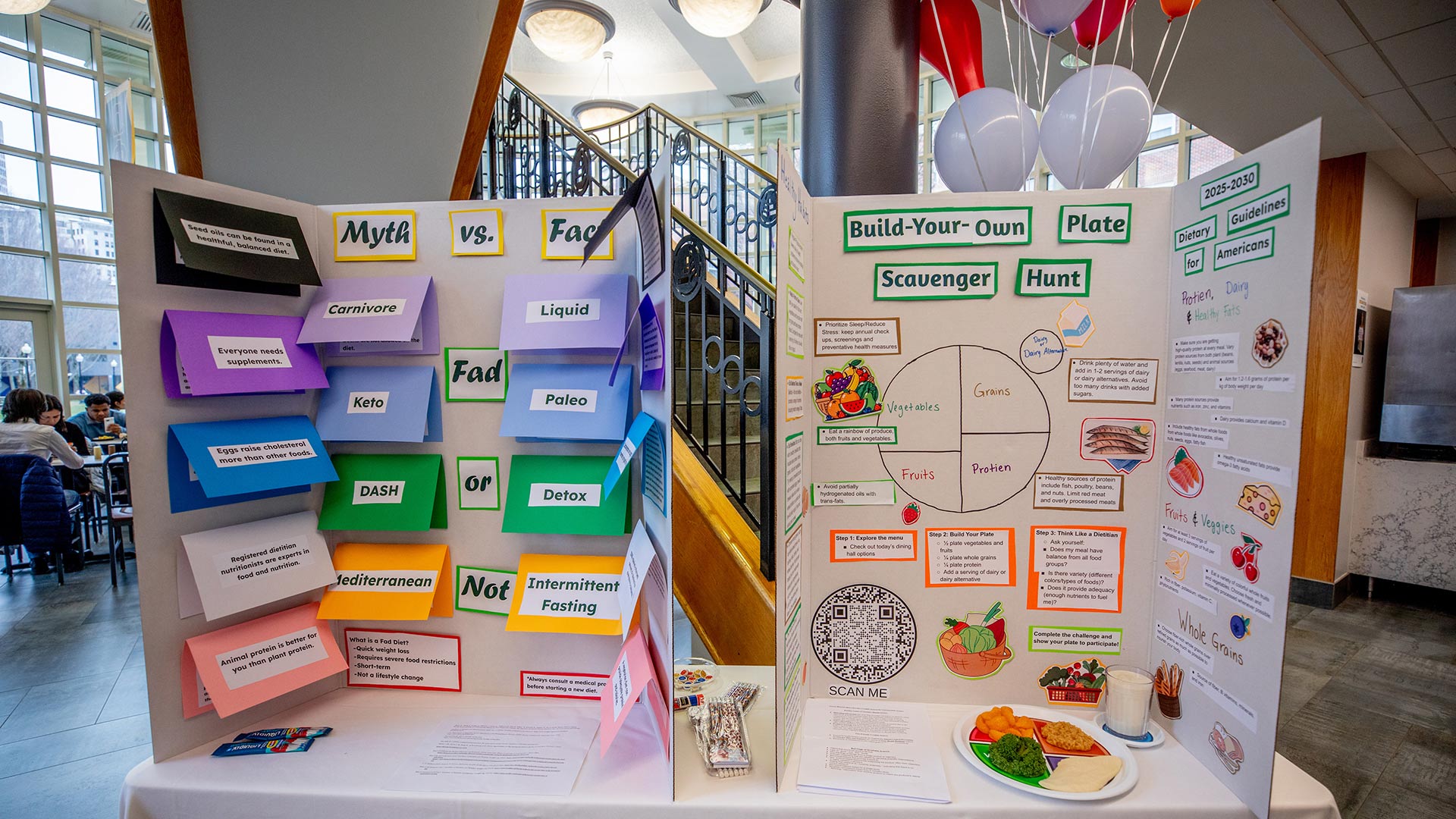 photo of some informational posters about nutrition in Snowden Dining Hall
