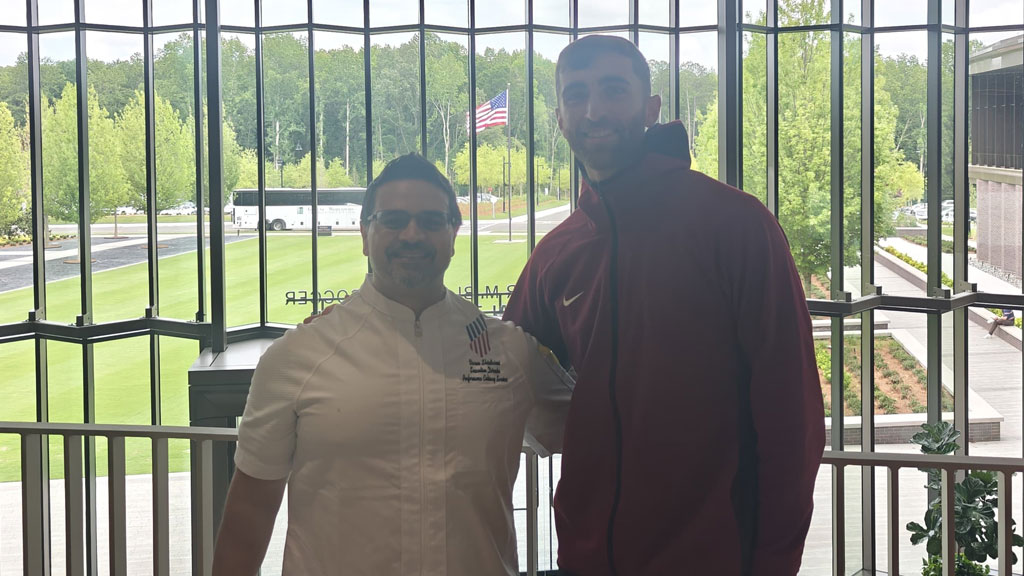 Varun Shivdasani and Matt Turner, goalkeeper for the U.S. Men’s National Team and New England Revolution in the Arthur M. Blank U.S. Soccer National Training Center.