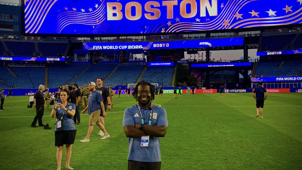 Soh Kone at Gillette Stadium working for FIFA during World Cup 2026.