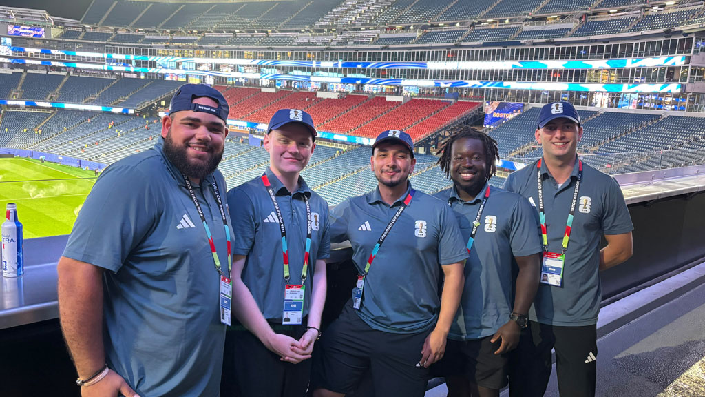 Soh Kone with FIFA colleagues at Gillette Stadium where World Cup 2026 matches in Boston were held.
